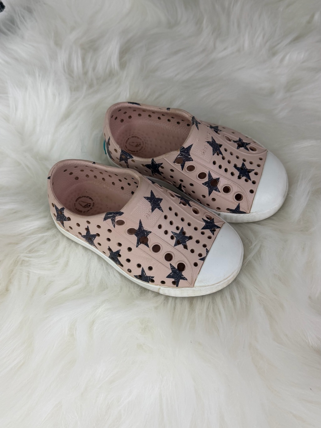 Native Jefferson Pink Gray Stars Toddler Girls Shoes Size 5c